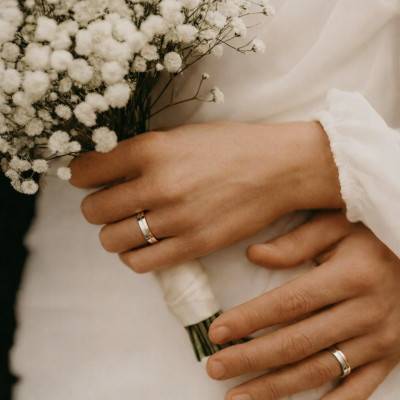 Alliance Ruban Polie en 2 ors Rose et Blanc 375, Largeur 4mm - Amore