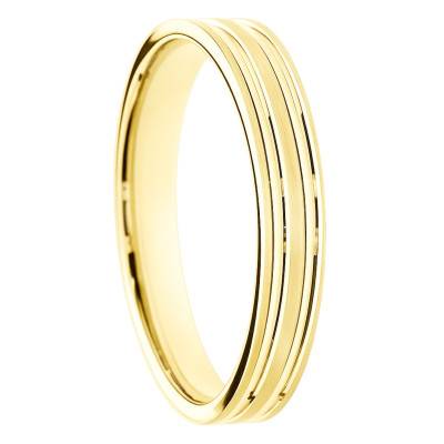 Alliance Concave Brossée en Or Jaune 375 & Largeur 4 ou 5 mm - Amore