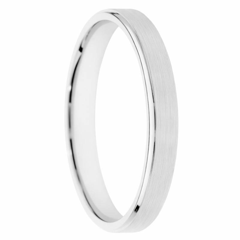 Alliance Ruban Brossée en Or Blanc 375 en Largeur 3 à 5 mm - Amore