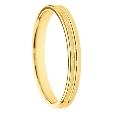 Alliance Concave Rainurée en Or Jaune 375, Largeur 3 à 5mm - Amore