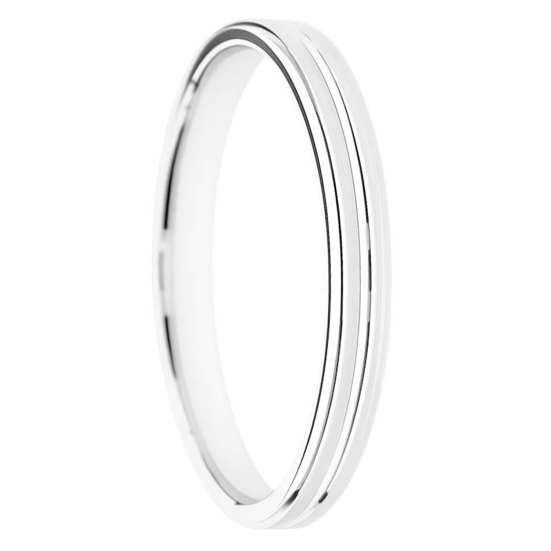 Alliance Concave Rainurée en Or Blanc 375, Largeur 3 à 5mm - Amore