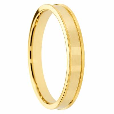 Alliance Concave Brossée en Or Jaune 375, Largeur 3 à 5 mm - Amore