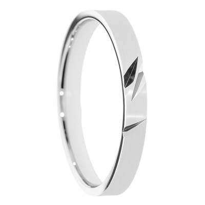 Alliance Ruban Brossée en Or Blanc 375, Largeur 3 à 5 mm - Amore