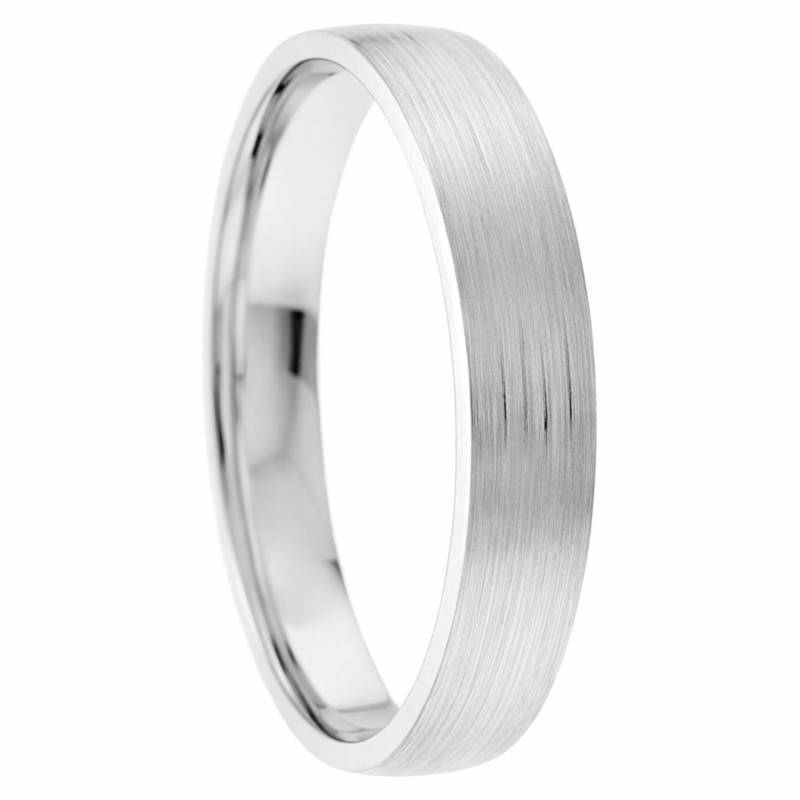 Alliance Ruban Striée en Or Blanc 375, Largeur 4 et 5 mm - Amore