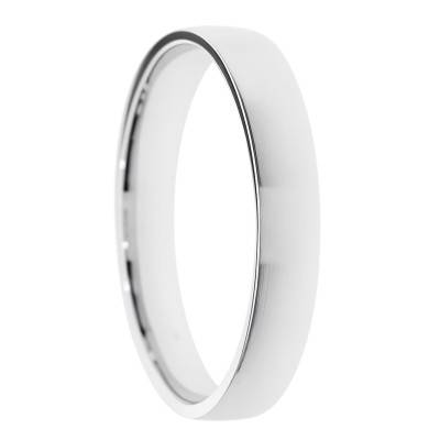 Alliance Demi-Bombée en Or Blanc 375, Largeur 4 ou 5 mm - Amore