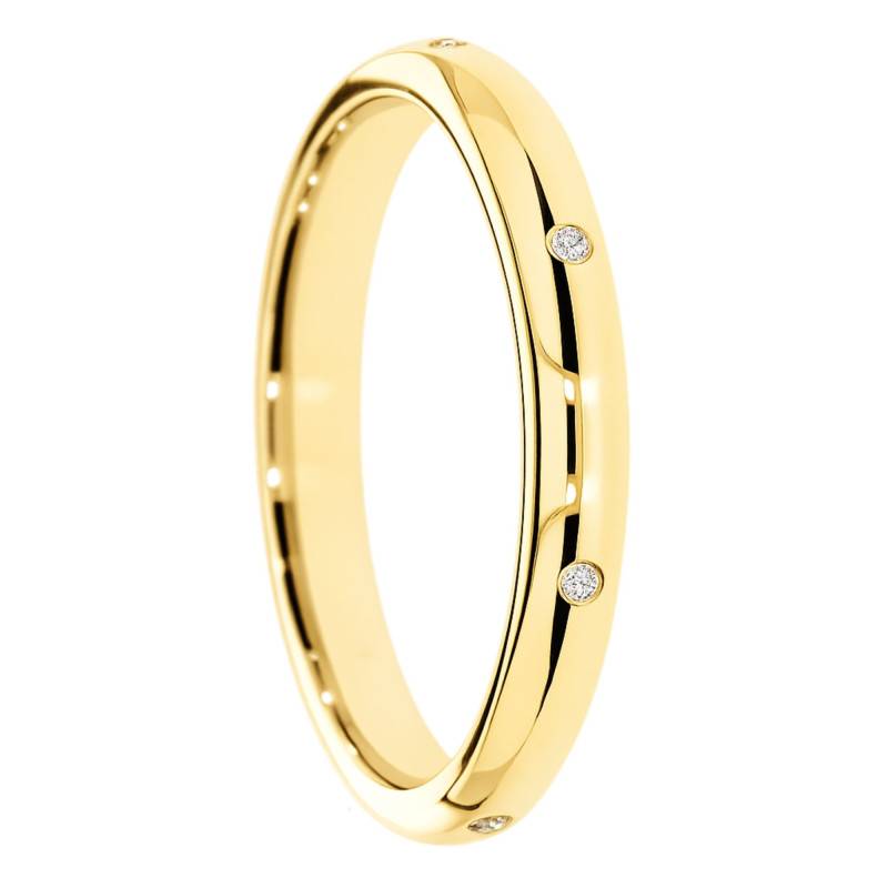 Alliance Demi-Jonc en Or Jaune 375 & Diamants 0,005 ct, Largeur 3 à 5 mm - Amore