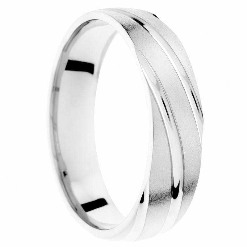 Alliance Ruban Satinée en Or Blanc, Largeur 4 ou 5mm - Amore