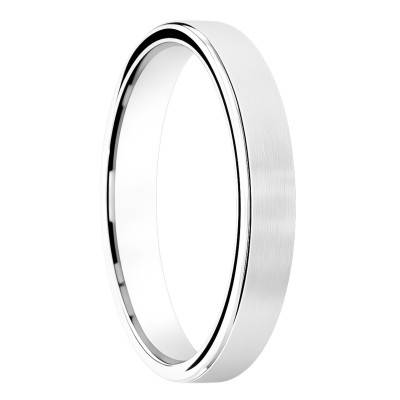 Alliance Demi-Bombé Brossé en Or Blanc 375, Largeur 3 à 5 mm - Amore