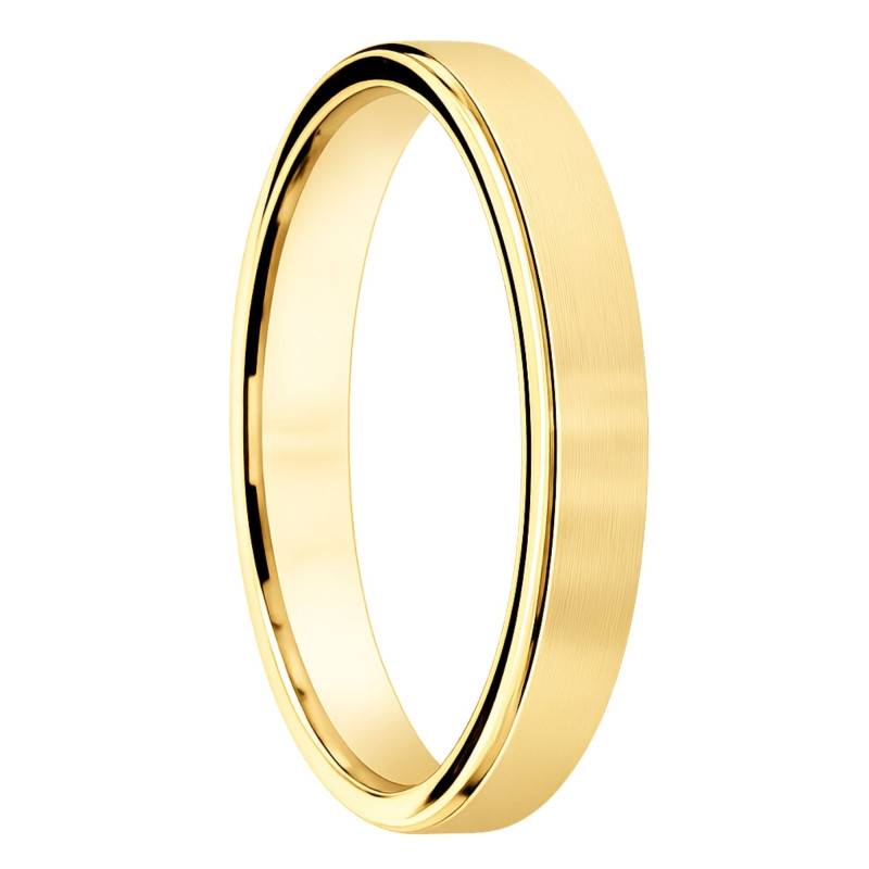 Alliance Demi-Bombé Brossé en Or Jaune 375, Largeur 3 à 5 mm - Amore