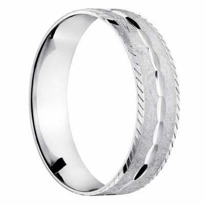 Alliance Brossée et Ciselée en Or Blanc 375, Largeur 4 ou 5 mm - Amore