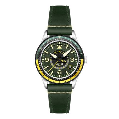 Montre Flyboy Airmaster GMT Automatic Fuselage Green AV-4128-03 - Avi-8