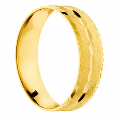 Alliance Brossée et Ciselée en Or Jaune 375, Largeur 4 ou 5 mm - Amore