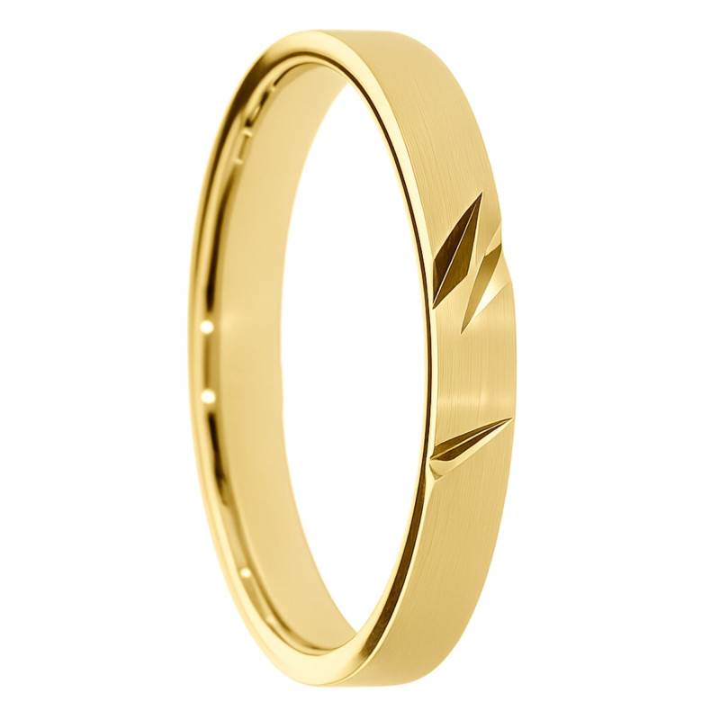 Alliance Ruban Brossée en Or Jaune 375, Largeur 3 à 5 mm - Amore