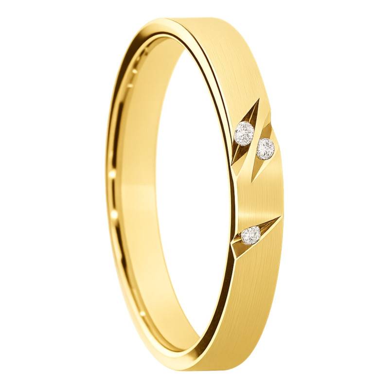 Alliance Ruban Brossée en Or Jaune 375 & Diamants de 0,015 ct, Largeur 3 à 5 mm - Amore