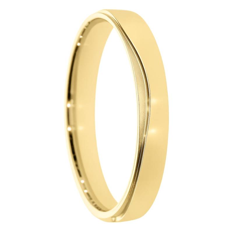 Alliance à Liseré Satiné en Or Jaune 375, Largeur 4 ou 5 mm - Amore