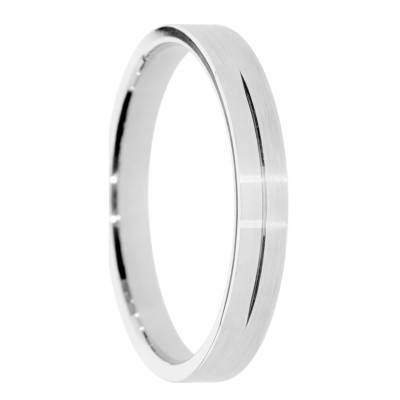 Alliance Ruban Brossée en Or Blanc 375 & Largeur 3 à 5 mm - Amore