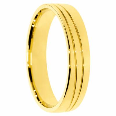 Alliance Ruban Mate en Or Jaune 375, Largeur 4 ou 5 mm - Amore