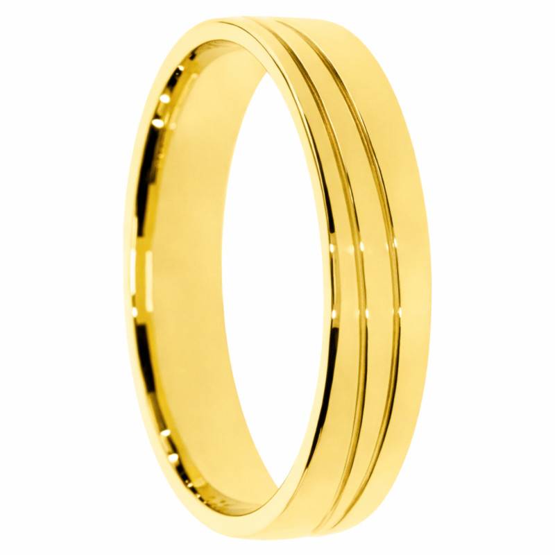 Alliance Ruban Mate en Or Jaune 375, Largeur 4 ou 5 mm - Amore