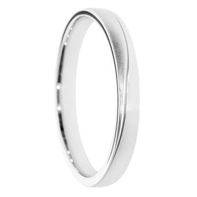Alliance Demi-Bombée Sablée en Or Blanc 375, Largeur 3 à 5 mm - Amore