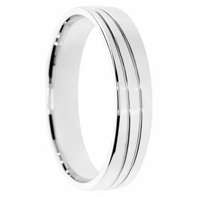 Alliance Ruban Mate en Or Blanc 375, Largeur 4 ou 5 mm - Amore