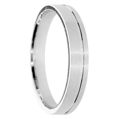 Alliance Ruban Mate Brossée en Or Blanc 375, Largeur 4 ou 5 mm - Amore