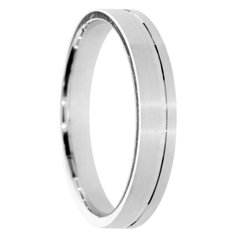 Alliance Ruban Mate Brossée en Or Blanc 375, Largeur 4 ou 5 mm - Amore