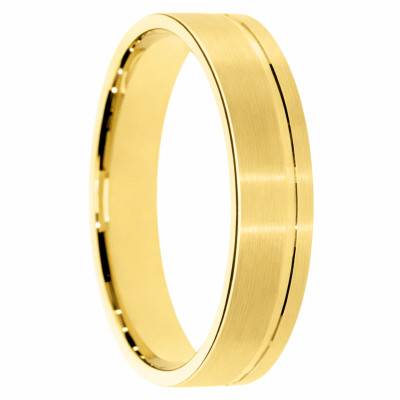 Alliance Ruban Mate Brossée en Or Jaune 375, Largeur 4 ou 5 mm - Amore