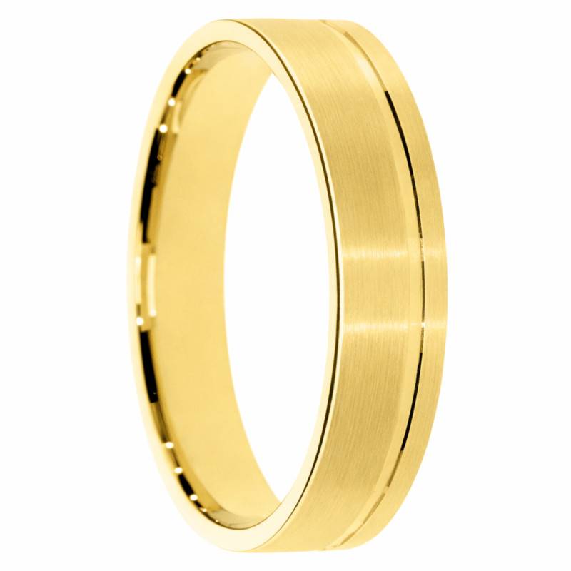 Alliance Ruban Mate Brossée en Or Jaune 375, Largeur 4 ou 5 mm - Amore