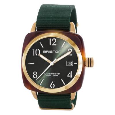 Briston Tortoiseshell Green Dial Gold Acetate Clubmaster HMS Watch - Briston