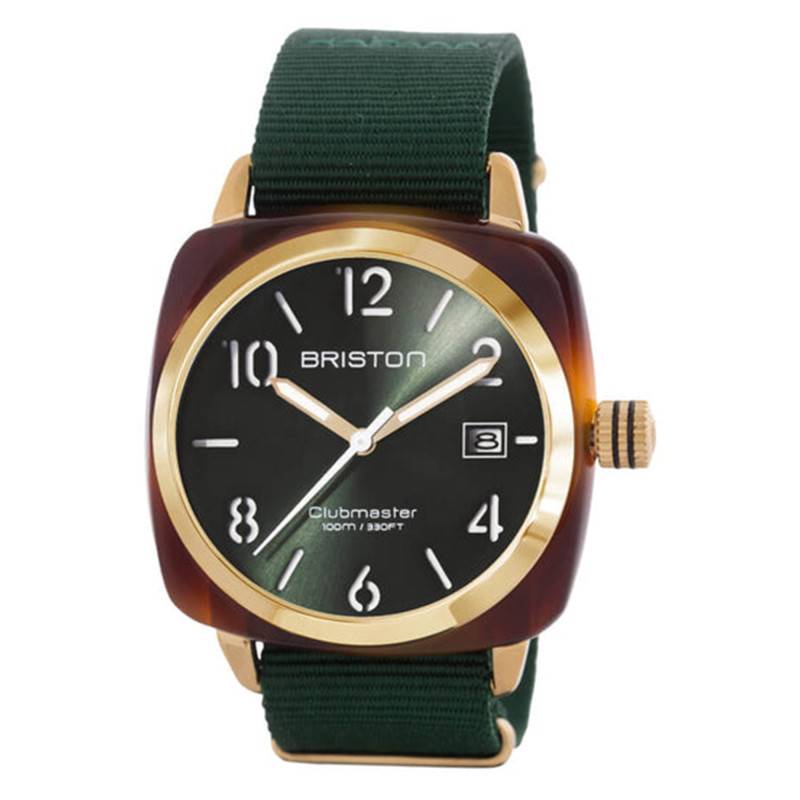 Briston Tortoiseshell Green Dial Gold Acetate Clubmaster HMS Watch - Briston