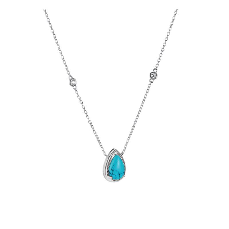 925 Silver, Zirconium Oxide & Blue Stone Elyndra Necklace, Adjustable Length 45 cm - KE2331-405-17 - Thomas Sabo