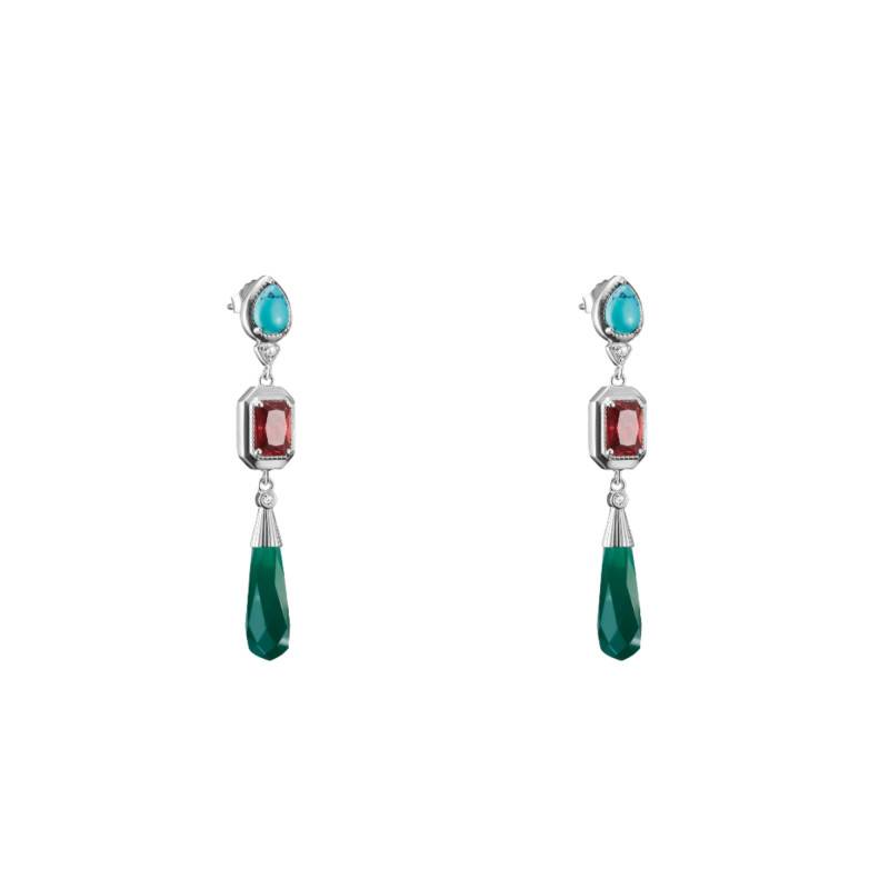 Boucles d'Oreilles Pendantes Elyndra en Argent 925 & Pierres Multicolores -H2332-405-7 - Thomas Sabo