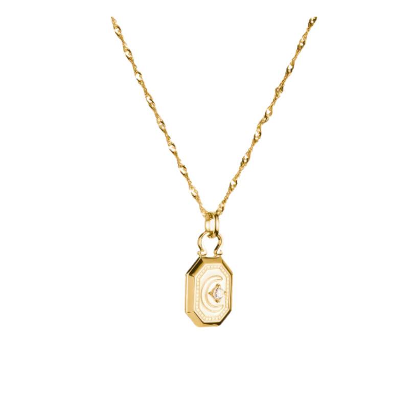 Elyndra Moon 750/1000 Yellow Gold-Plated Necklace & Zirconium Oxide, Adjustable 45 cm Length - KE2334-414-14 - Thomas Sabo