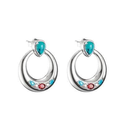 Boucles d'Oreilles Créoles Elyndra en Argent 925 & Pierres multicolores - H2335-405-7 - Thomas Sabo