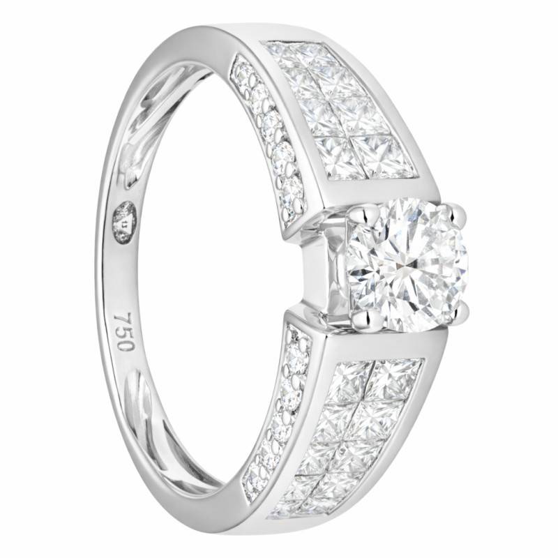 750/1000 White Gold & Diamond 0.45 ct HSI Half Eternity Solitaire Ring - Divine