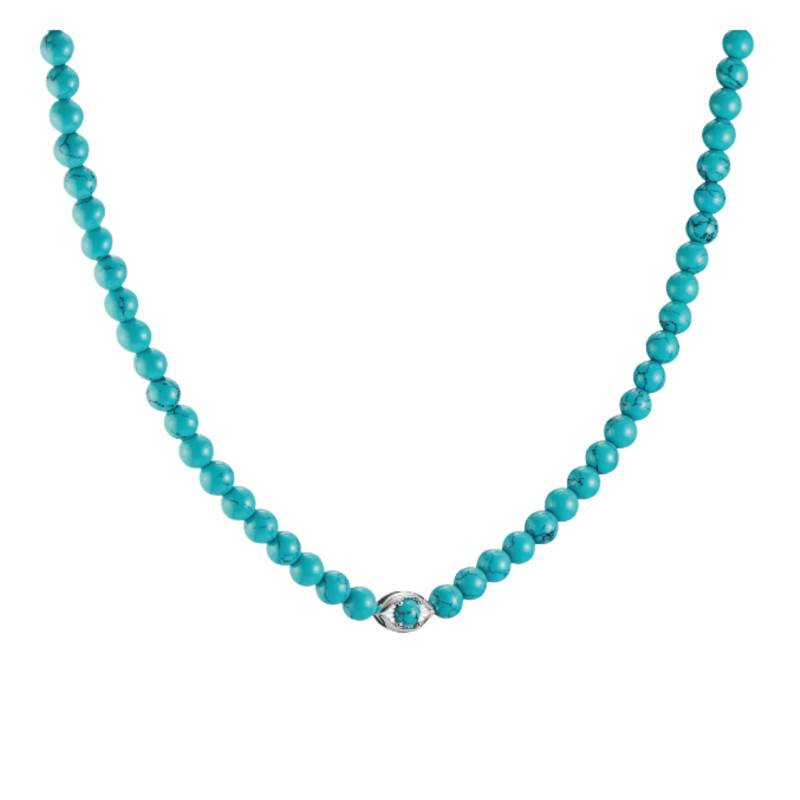 Elyndra Eye Necklace in 925 Silver & Turquoise Imitations, 55 cm Length - KE2332-404-17 - Thomas Sabo