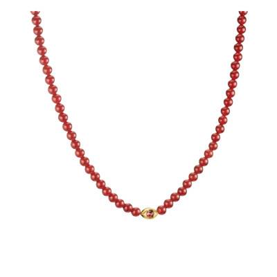 Elyndra Eye 750 Yellow Gold Plated & Red Stones Necklace, 55 cm - KE2332-414-10 - Thomas Sabo