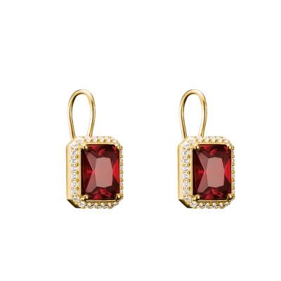 Boucles d'Oreilles Pendantes Elyndra Plaqué Or Jaune 750 & Oxydes Rouges - H2338-414-10 - Thomas Sabo