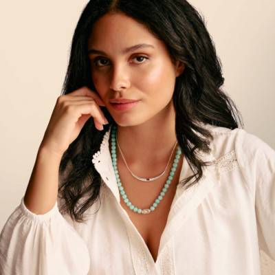 925 Silver, Zirconium Oxide & Amazonite Elyndra Necklace - Length 55 cm - KE2335-643-17 - Thomas Sabo
