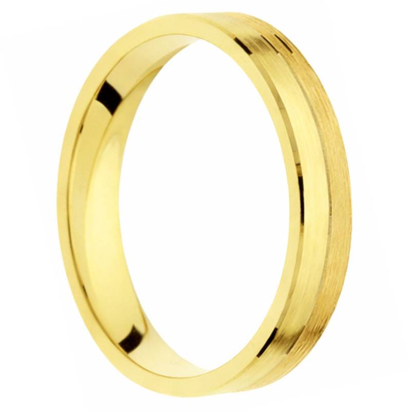 Alliance Ruban Brossé en Or Jaune, Largeur de 3 mm à 5 mm - Amore