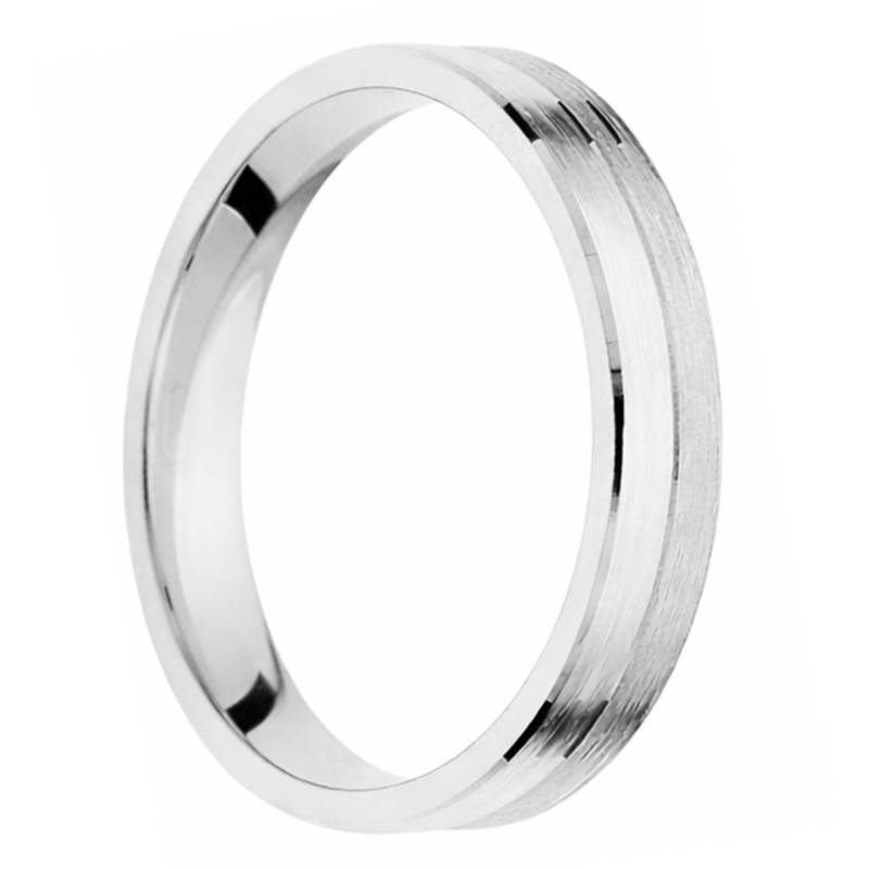 Alliance Ruban Brossé en Or Blanc 375, Largeur de 3 mm à 5 mm - Amore