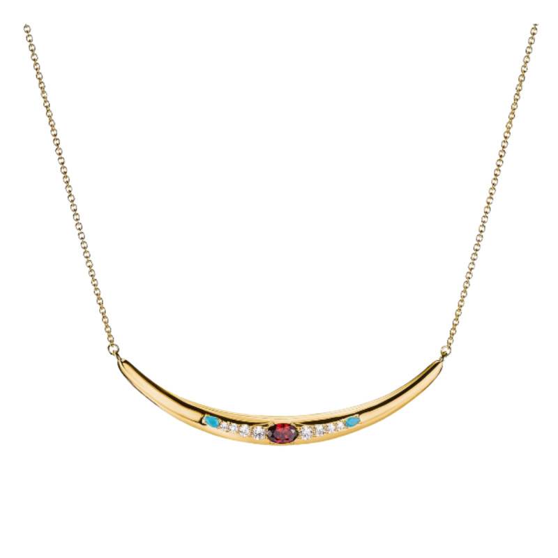 Collier Elyndra Plaqué Or Jaune 750, Oxydes de Zirconium & Pierres, Longueur 40 cm Ajustable - KE2330-971-7 - Thomas Sabo