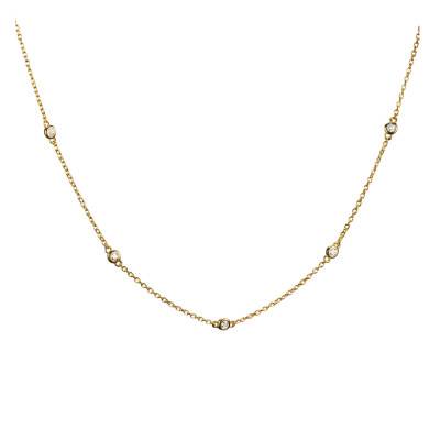 Elyndra 750/1000 Yellow Gold-Plated Chain Necklace & Zirconia, Adjustable Length 45 to 70 cm - KE2340-414-14 - Thomas Sabo