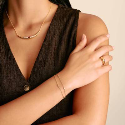 Bracelet Chaîne Elyndra Plaqué Or Jaune 750 & Oxydes de Zirconium, Longueur Ajustable 16,00 cm - A2216-414-14 - Thomas Sabo