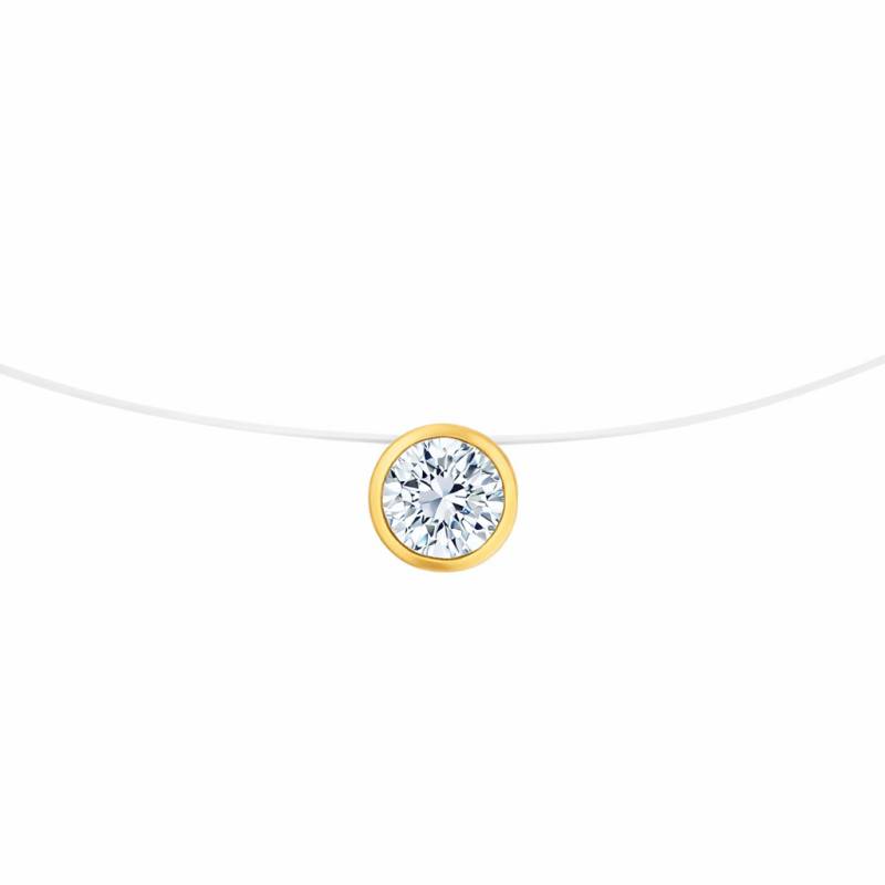 Diamond Lady Shine 750/1000 Yellow Gold & Monofilament Diamond Necklace, 40 cm - Diamond Lady