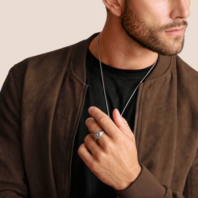 Rebel Icons Compass Signet Ring in 925 Sterling Silver & Zirconium Oxides - TR2515-643-11 - Thomas Sabo