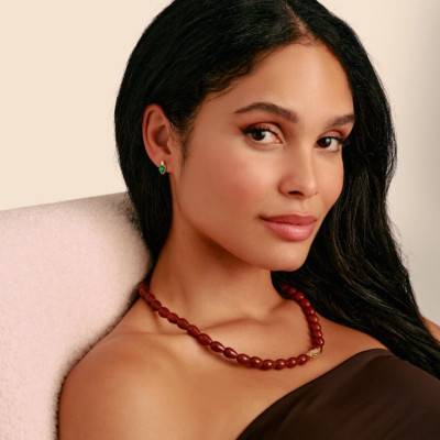 Boucles d'Oreilles Puces Elyndra Plaqué Or Jaune 750, Oxydes de Zirconium & Pierres Vertes - H2333-971-6 - Thomas Sabo