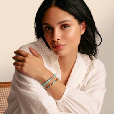 Bracelet Perles Elyndra en Argent 925 & Pierres Multicolores, Longueur 17 ou 19 cm - A2210-058-7 - Thomas Sabo