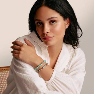 Amazonite Bead 925 Silver & Zirconia Bracelet, 17 or 19 cm - A2212-643-17 - Thomas Sabo