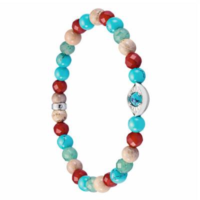 Elyndra 925/1000 Sterling Silver & Multicolor Stones Pearl Bracelet, Length 17 or 19 cm - A2210-058-7 - Thomas Sabo